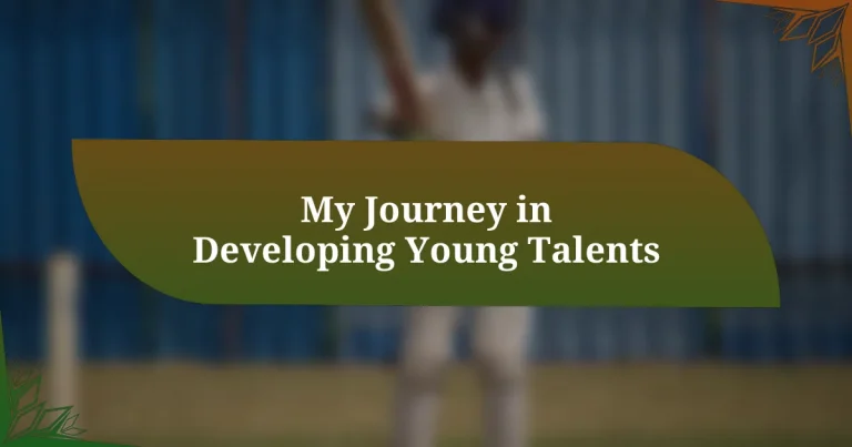 My Journey in Developing Young Talents