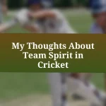 My Thoughts About Team Spirit in Cricket